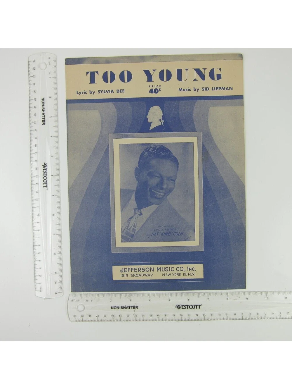 Sheet Music Too Young Nat King Cole Sylvia Dee Sid Lippman Vintage 1951